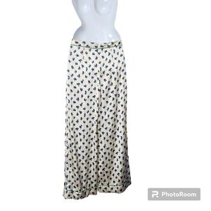 Kate Moss for TopShop Women's Blue Floral Print High-Waist Wide Leg Pants  8/9